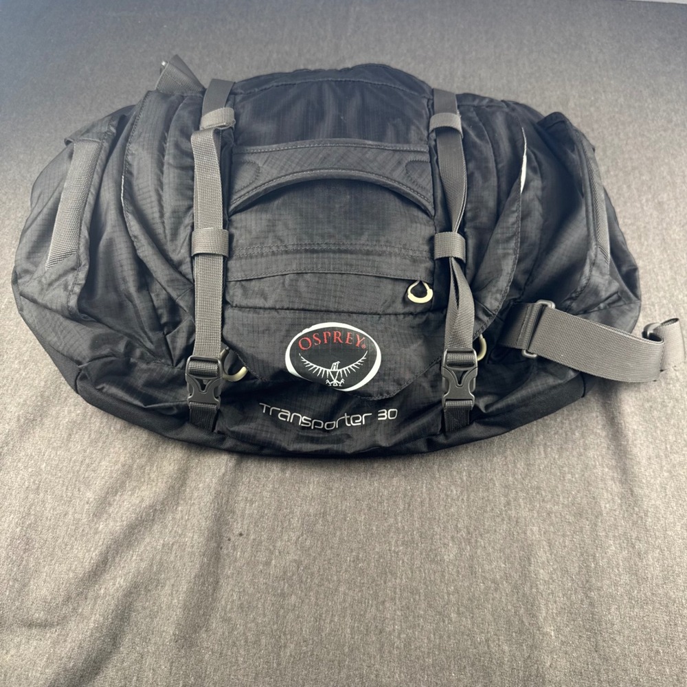 Osprey Transporter 30 Duffel Bag Black Backwoods Travel Gym Gear Hauler